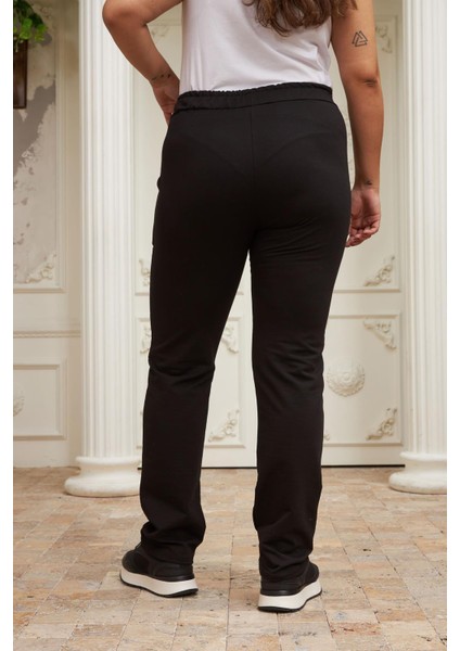 Rahat ve Şık Büyük Beden Kadın Siyah Pantolon Eşofman Altı modelleri