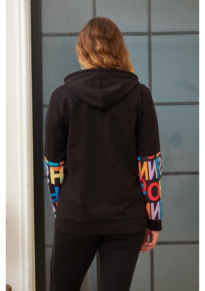Harf Baskılı Iki Iplik Büyük Beden Siyah Sweatshirt fırsatları