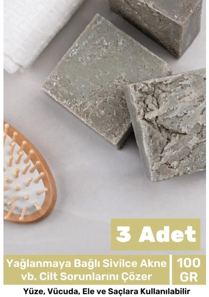 Bitkisel Termal Kil Sabunu 100 gr - 3 Adet