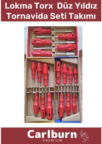 Premium Dayanıklı Ev Iş Tamirat Tadilat Vida Lokma Torx Düz Yıldız Tornavida Seti Takımı