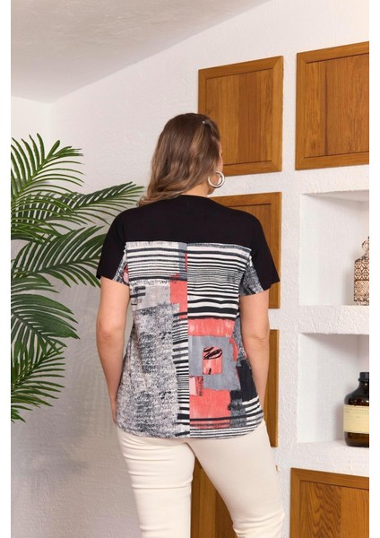 Soyut Sanatın Zarif Yansıması: Kadın Büyük Beden Soyut Desenli T-Shirt modelleri