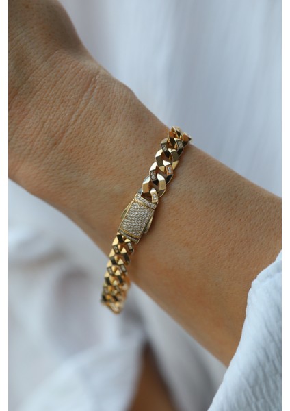 14 Ayar Altın Taşlı Köşeli Gurmet Bileklik fiyatları