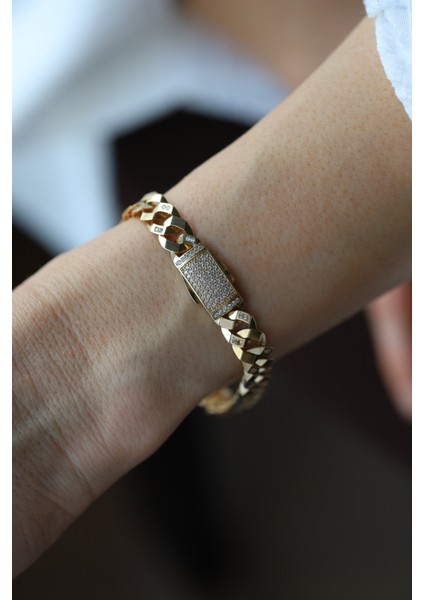 14 Ayar Altın Taşlı Köşeli Gurmet Bileklik modelleri