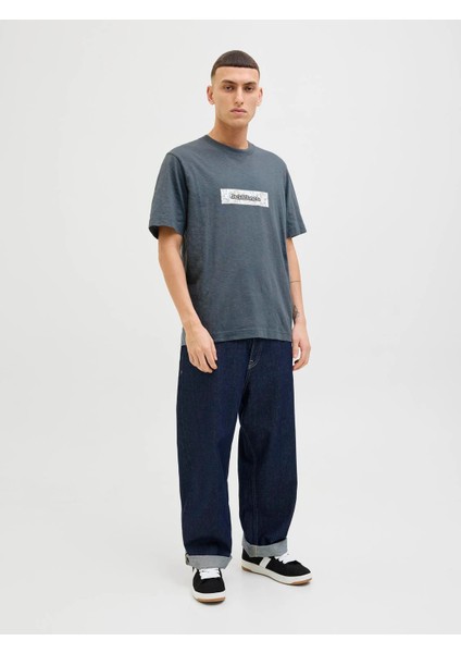 Jack Jones Jorsplıt Aop Brandıng Tee Ss Crew Pls Erkek Antrasit Büyük Beden Tshirt 12278577-16 fiyatları