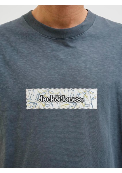 Jack Jones Jorsplıt Aop Brandıng Tee Ss Crew Pls Erkek Antrasit Büyük Beden Tshirt 12278577-16 indirimleri