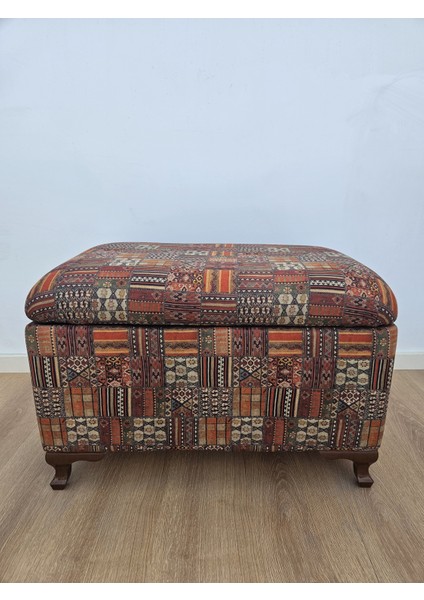 Etnik Desen Sandıklı Puf , Kapı Önü Pufu , Dekoratif Puf , Sandıklı Retro Puf