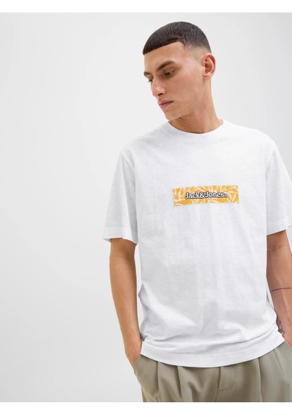 Jack Jones Jorsplıt Aop Brandıng Tee Ss Crew Pls Erkek Beyaz Büyük Beden Tshirt 12278577-01 modelleri