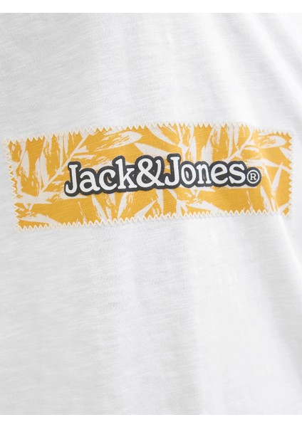 Jack Jones Jorsplıt Aop Brandıng Tee Ss Crew Pls Erkek Beyaz Büyük Beden Tshirt 12278577-01 indirimleri
