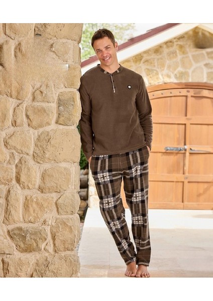 Erkek Düğme Yaka Kışlık Polar Pijama Takımı 6100/4 - 1 Adet