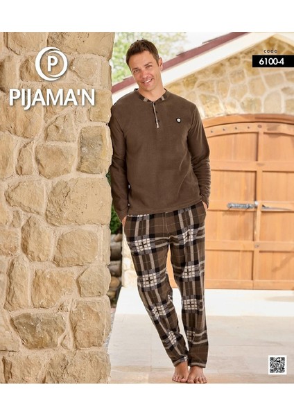 Erkek Düğme Yaka Kışlık Polar Pijama Takımı 6100/4 - 1 Adet