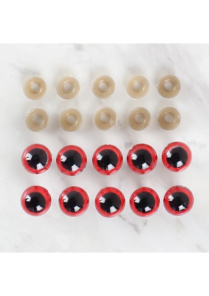 Loren 14 mm Kırmızı 5 Çift Amigurumi Göz