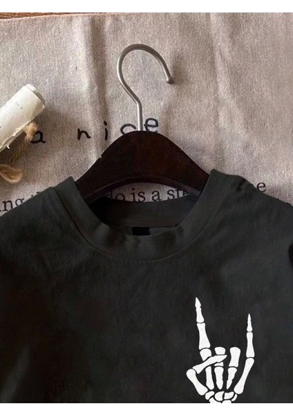 Erkek Baskılı Oversize T-Shirt - Siyah