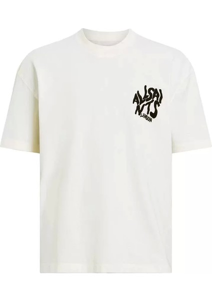 Erkek Baskılı Oversize T-Shirt - Beyaz