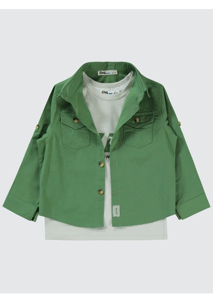 Erkek Çocuk Tişörtlü Gömlek 2-5 Yaş Açık Haki