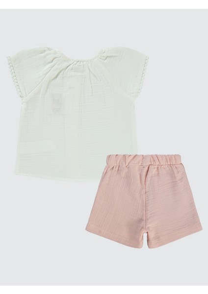 Kız Bebek Şortlu Takım 6-18 Ay Ekru fiyatları