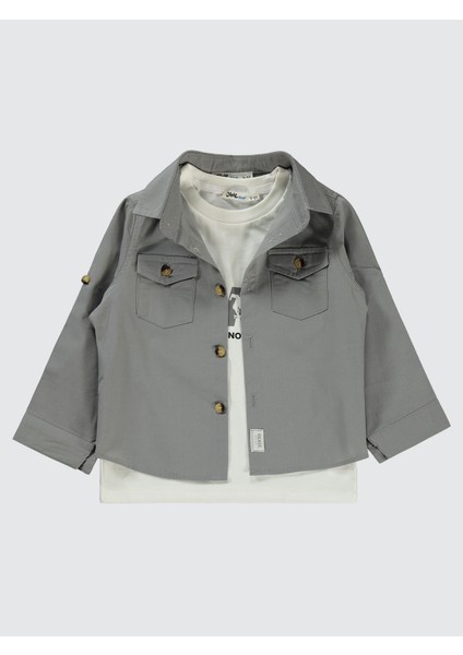 Erkek Çocuk Tişörtlü Gömlek 2-5 Yaş Gri