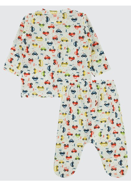 Erkek Bebek Pijama Takımı 1-6 Ay Ekru