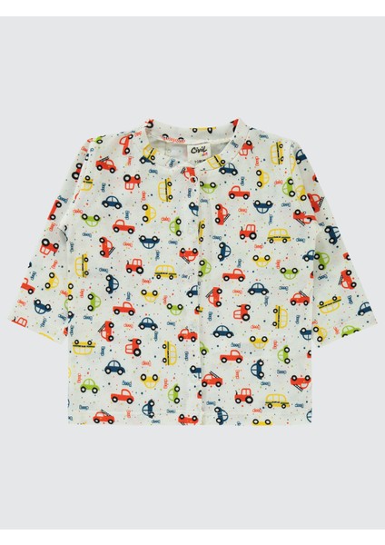 Erkek Bebek Pijama Takımı 1-6 Ay Ekru