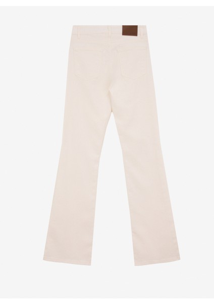 Normal Bel Geniş Paça Flare Kırık Beyaz Kadın Denim Pantolon F5SL-PNT0417 fiyatları