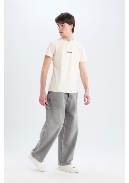 %100 Pamuk Slim Fit Dar Kesim Bisiklet Yaka Baskılı Kısa Kollu Tişört A2631AX25SM fiyatları