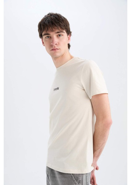 %100 Pamuk Slim Fit Dar Kesim Bisiklet Yaka Baskılı Kısa Kollu Tişört A2631AX25SM modelleri