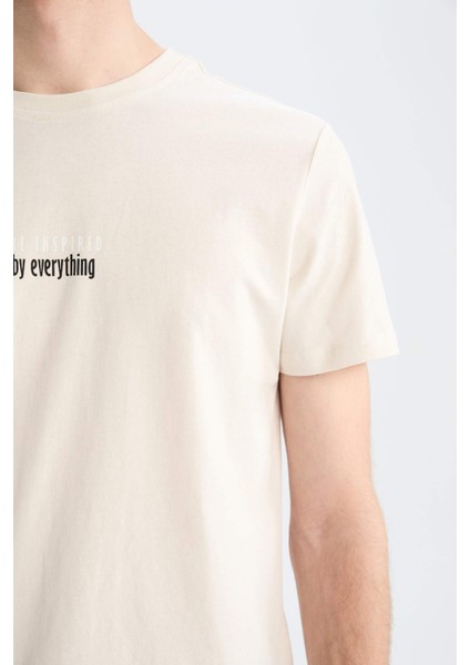 %100 Pamuk Slim Fit Dar Kesim Bisiklet Yaka Baskılı Kısa Kollu Tişört A2631AX25SM indirimleri