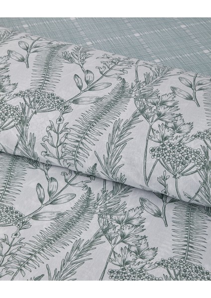 Botanical Spring Kolay Ütülenir Çift Kişilik Nevresim Takımı 200X220 cm Yeşil
