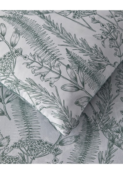 Botanical Spring Kolay Ütülenir Çift Kişilik Nevresim Takımı 200X220 cm Yeşil