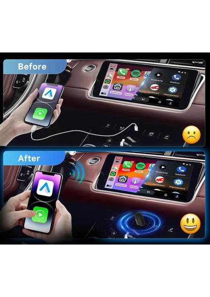 Yeni Tasarım Mini Kablosuz Ios Android Uyumlu Carplay USB ve Type-C 2in1 Araç Multimedya Adaptörü