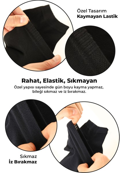 Bambu Erkek Patik Düz Renk Çorap Dikişsiz Premium 3'lü Paket