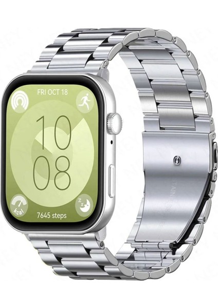 Huawei Watch Fit 3 Uyumlu Paslanmaz Çelik Akıllı Saat Kordonu - Ayarlanabilir Metal Toka - Pim Sökme Aparatı Hediyeli
