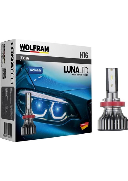 12V H16 CSP LED XENON FAR AMPUL SETİ 6500K LUNA SERİSİ GERMANY