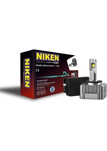 D3S CSP LED XENON FAR AMPUL 6500K 8000 LÜMEN (1 AD)
