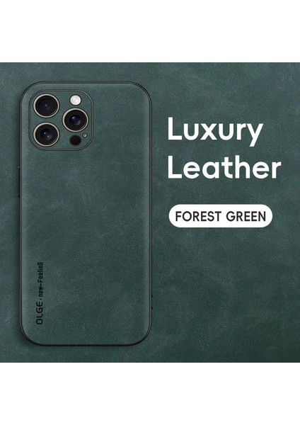 Iphone 16 Pro Max Uyumlu Kılıf Kamera Korumalı Gerçek Deri Işlemeli Elde Kaymaz Yumaşak Slikon Kapak