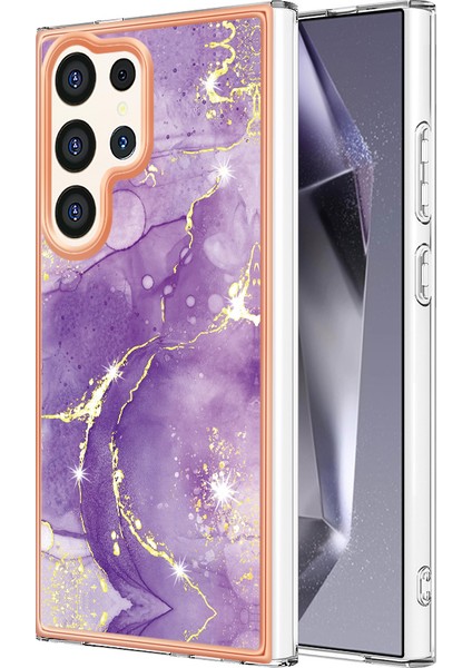Samsung Galaxy S25 Ultra Için Mermer Desenli Telefon Kılıfı, Pc + Tpu Koruma Mor (Yurt Dışından)