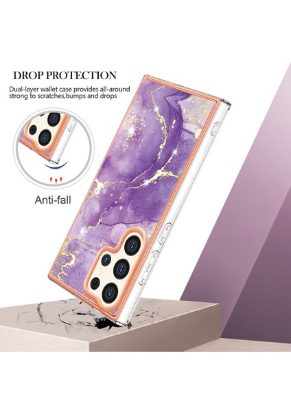 Samsung Galaxy S25 Ultra Için Mermer Desenli Telefon Kılıfı, Pc + Tpu Koruma Mor (Yurt Dışından) modelleri