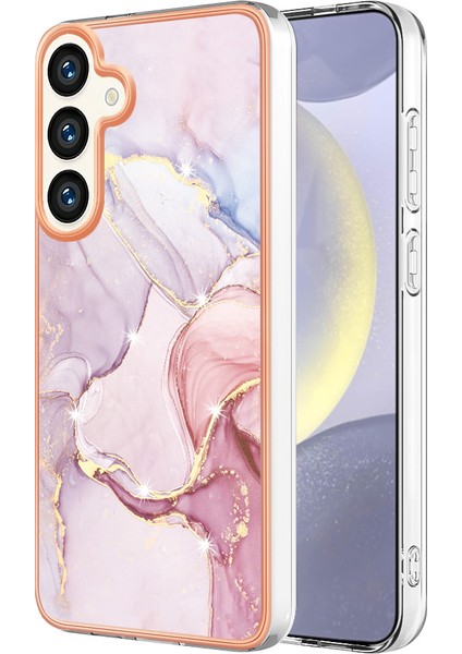 Samsung Galaxy S25 Için Mermer Desenli Telefon Kılıfı, Pc + Tpu Koruma Rose Gold (Yurt Dışından)