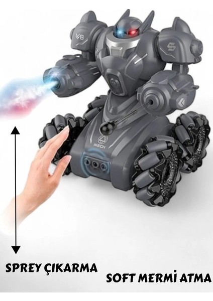 Kumandalı Işıklı Mermi ve Buhar Atan Robot Araba Oyuncak Robot