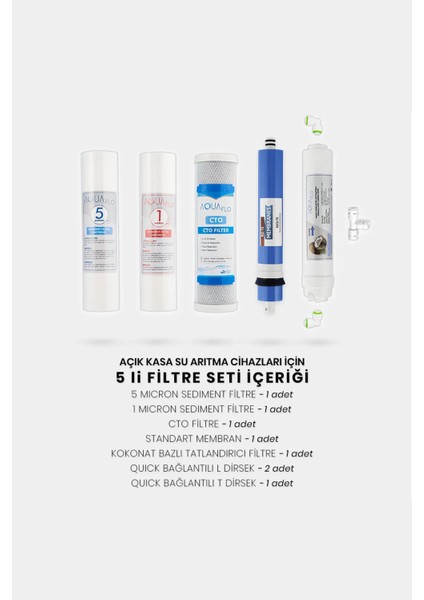 Açık Kasa Su Arıtma Cihazı 5li Filtresi Standart Membran Set fiyatları