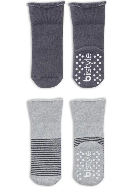 Nessiworld Bistyle Çemberli Kaymaz Havlu Soket Çorap 2'li BS10503 Gri-Antrasit modelleri