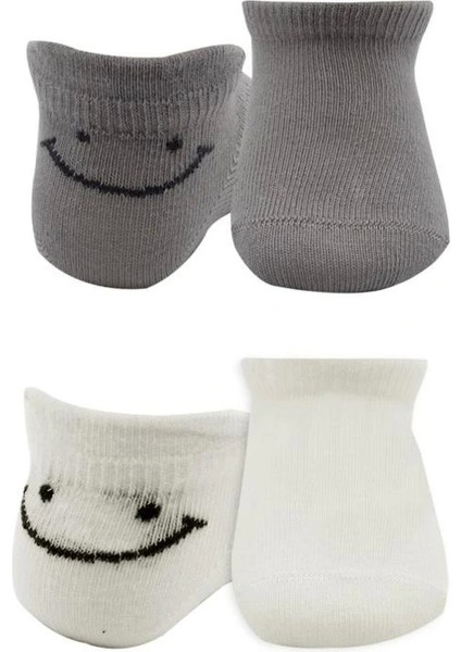 Nessiworld Bistyle 2'li Sneakers Smile Penye Çorap BS20106 Gri Ekru