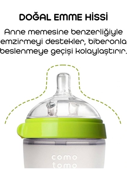 Nessiworld Comotomo Antikolik Silikon Biberon 150 ml 0-3 Ay Yeşil fiyatları
