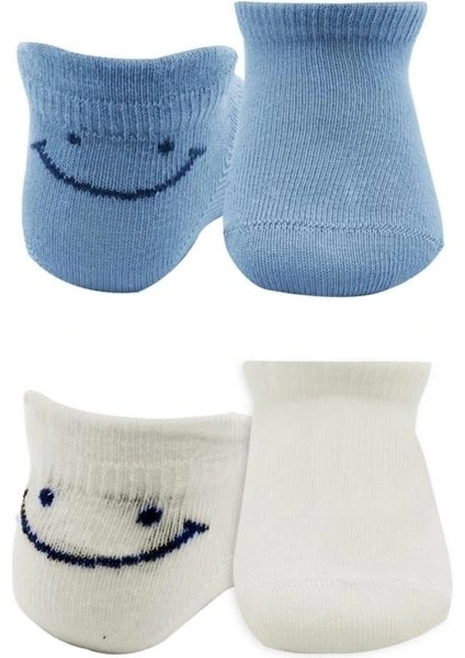 Nessiworld Bistyle 2'li Sneakers Smile Penye Çorap BS20106 Mavi Ekru