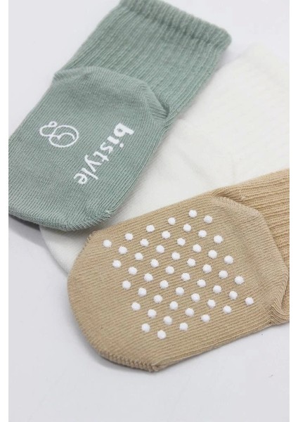 Nessiworld Bistyle Basic Kaymaz Penye Soket Çorap 3'lü BS10107 Nil Ekru Bej