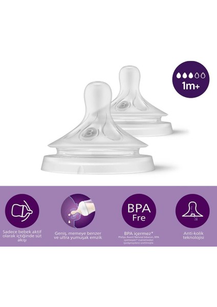 Nessiworld Avent Doğal Tepkili Natural Response 2'li Biberon Emziği No:3 1+ Ay