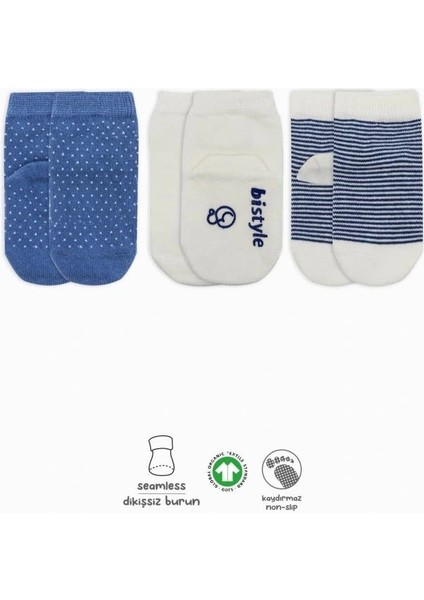 Nessiworld Bistyle Puanlı Kaymaz Penye Soket Çorap 3'lü BS10108 Indigo