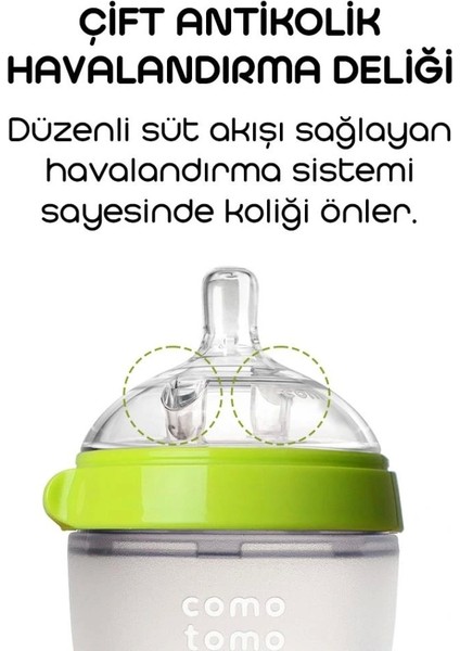 Nessiworld Comotomo Antikolik Silikon Biberon 250 ml 3-6 Ay Yeşil modelleri