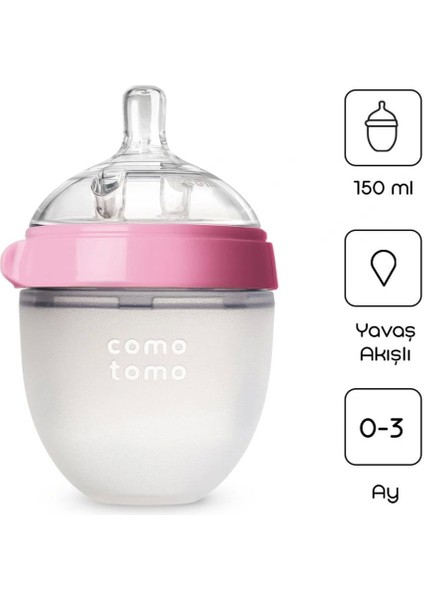 Nessiworld Comotomo Antikolik Silikon Biberon 150 ml 0-3 Ay Pembe
