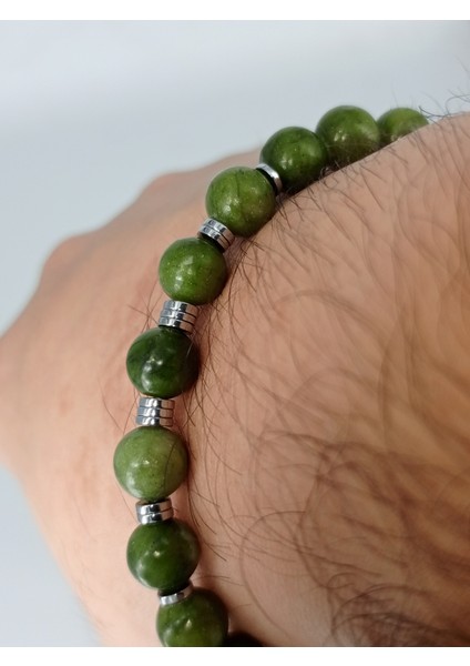 Yeşim Doğal Taş Bileklik 8 mm Kadın Erkek Unisex modelleri