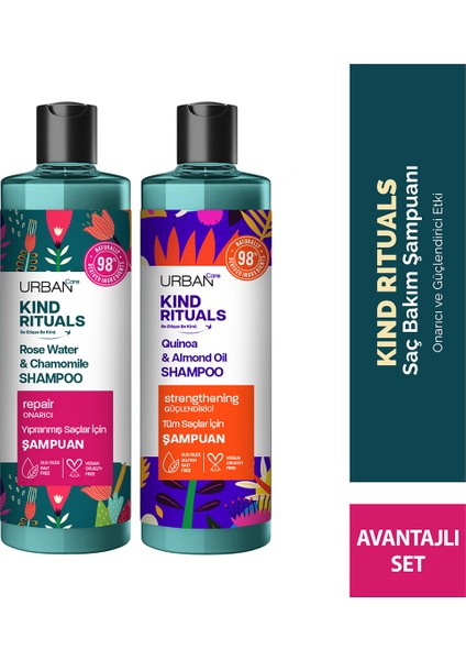Kind Rituals Kinoa Almond Oil & Rose Water Chamomile Şampuan Seti 2X400 ml-VEGAN